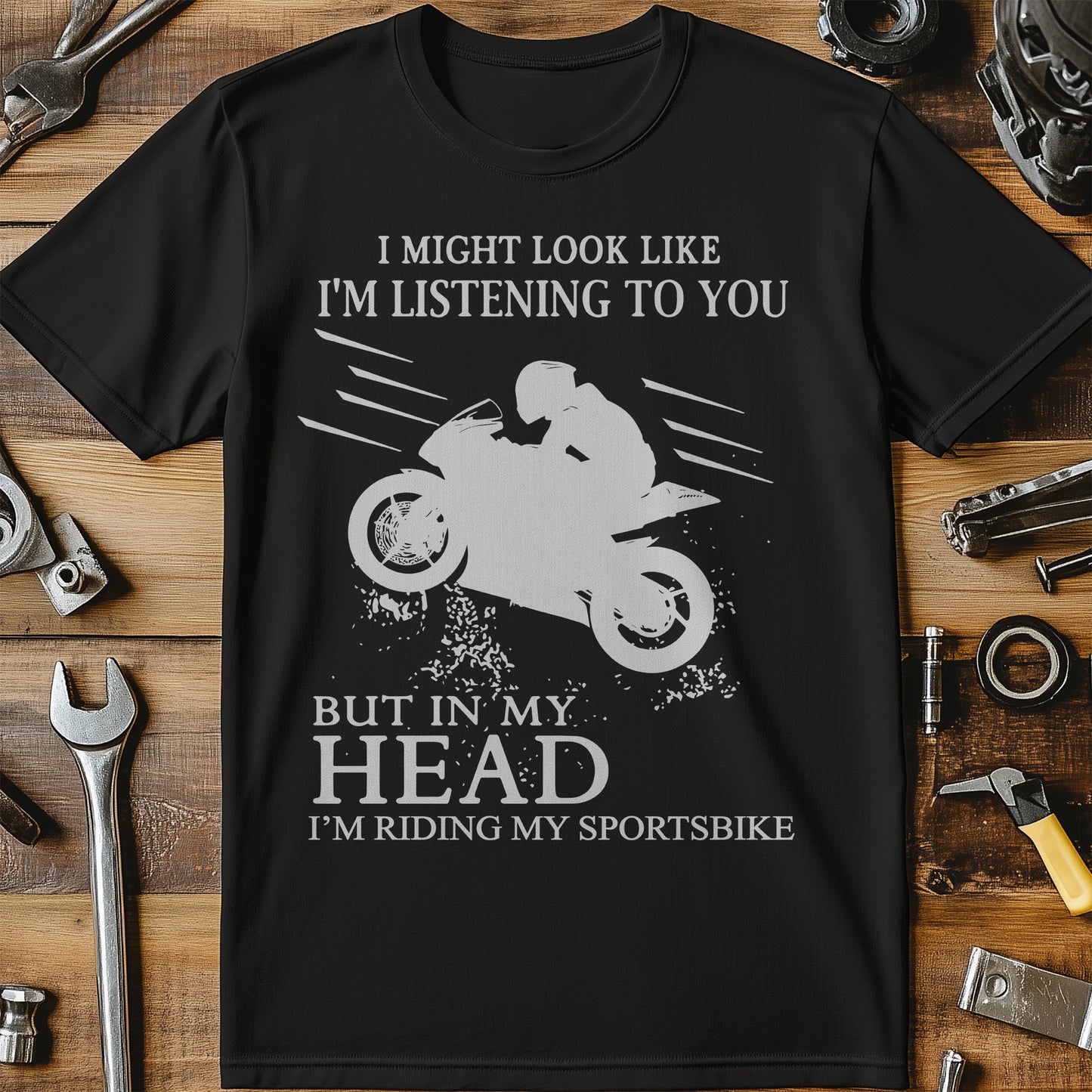 Look Like Listening Sportsbike Wheelie T-Shirt