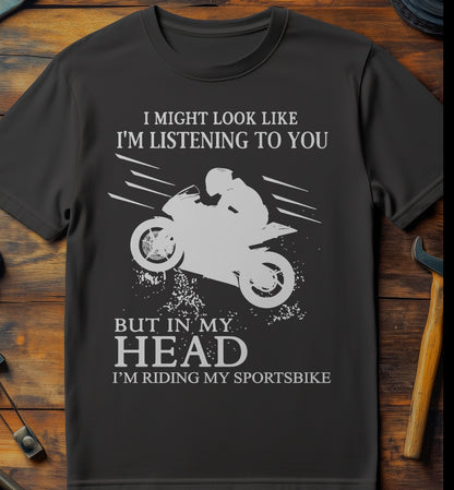 Look Like Listening Sportsbike Wheelie T-Shirt