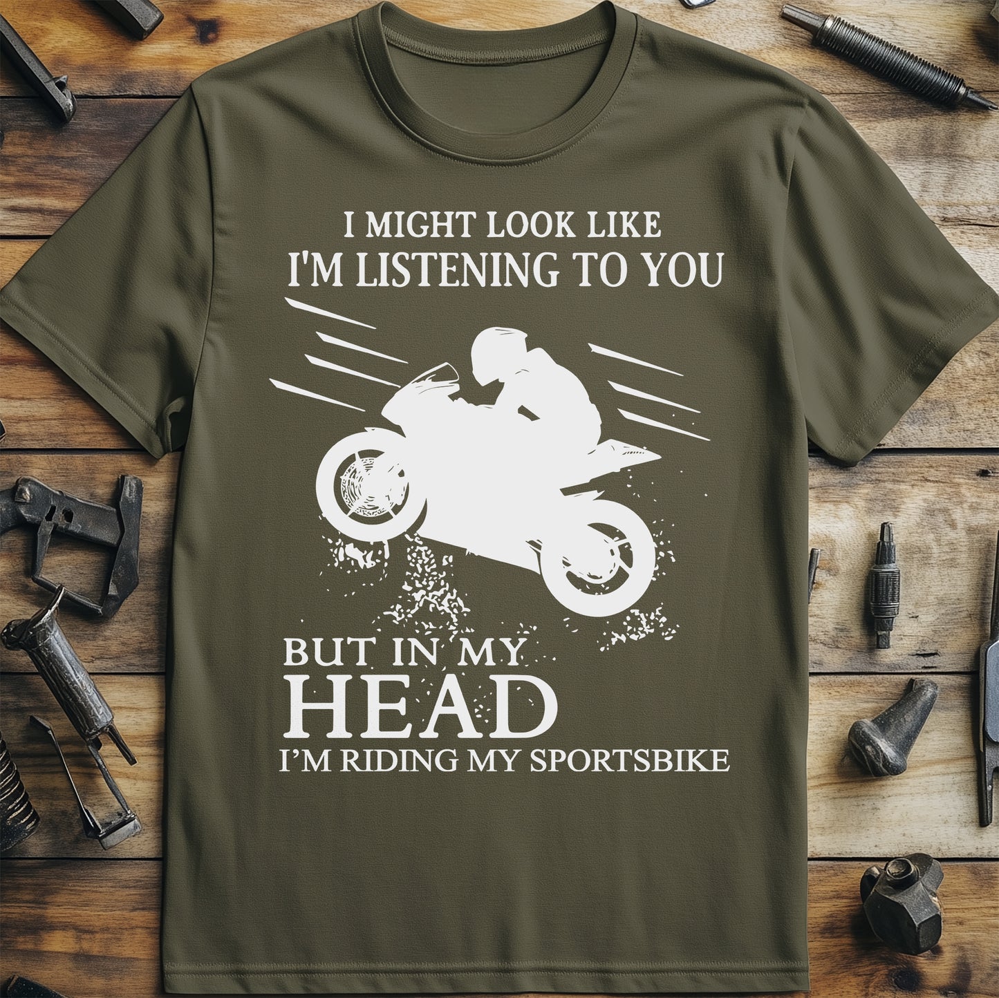 Look Like Listening Sportsbike Wheelie T-Shirt