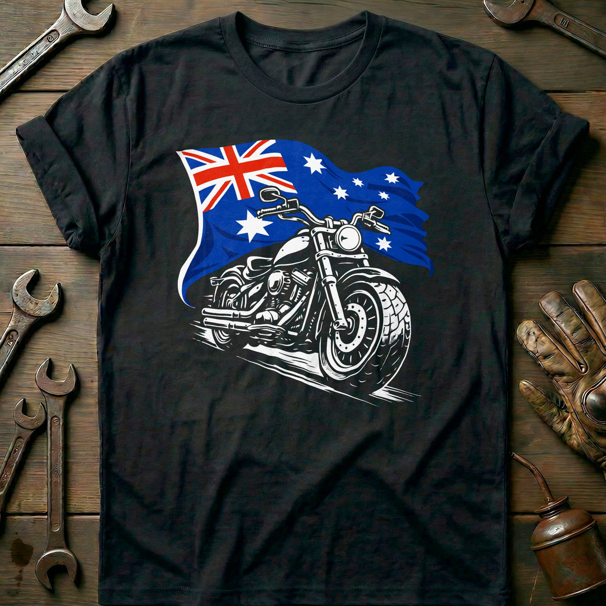 Black - AUSTRALIA BIKER 026 T Shirt