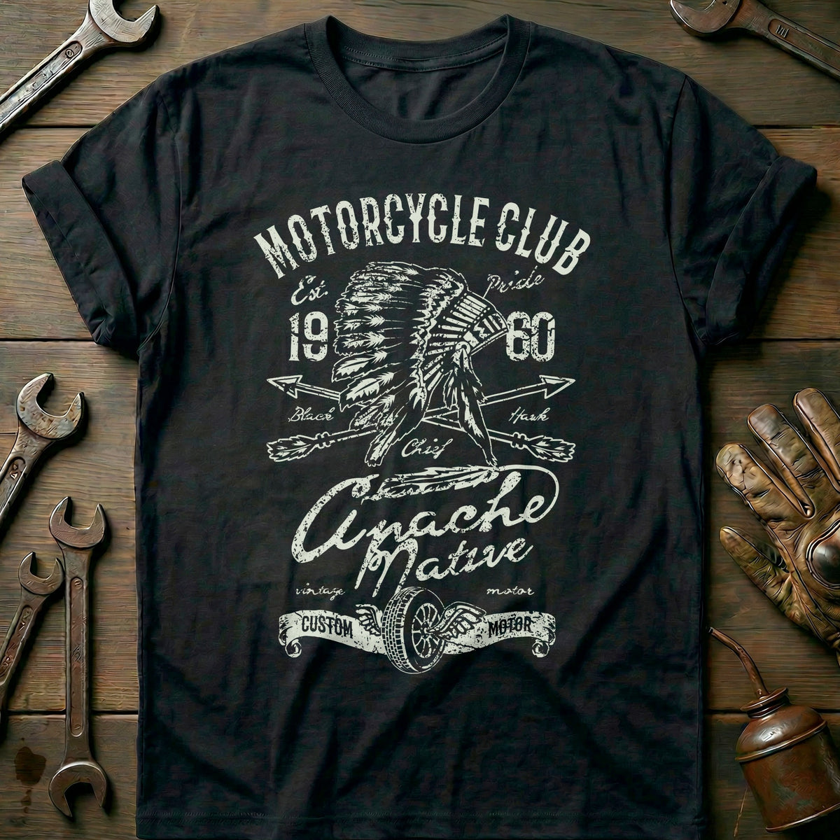 Black - Apache Motor Club T Shirt