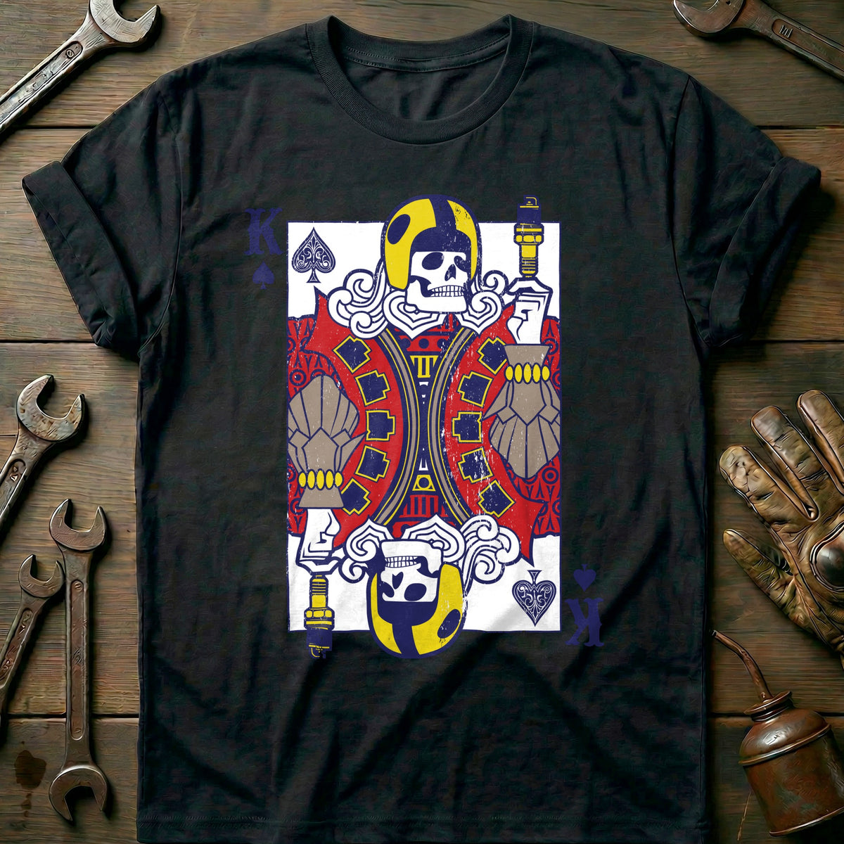 Black - Biker Playing T-Shirt