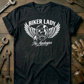 Black - BIKER WING LADY 026 T Shirt