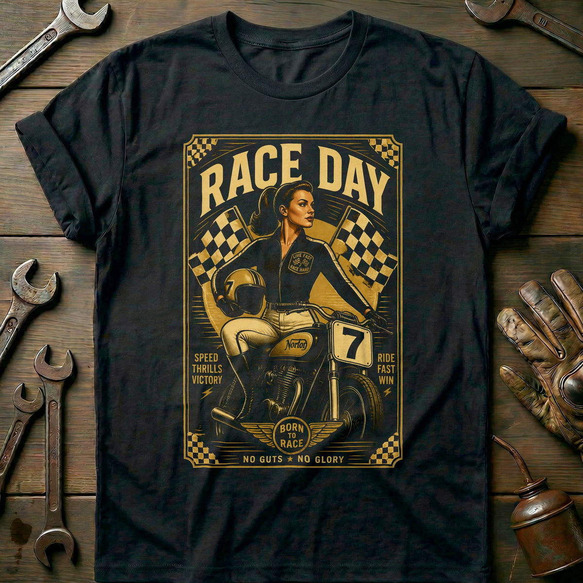 Black - Born To Race 32 T Shirt