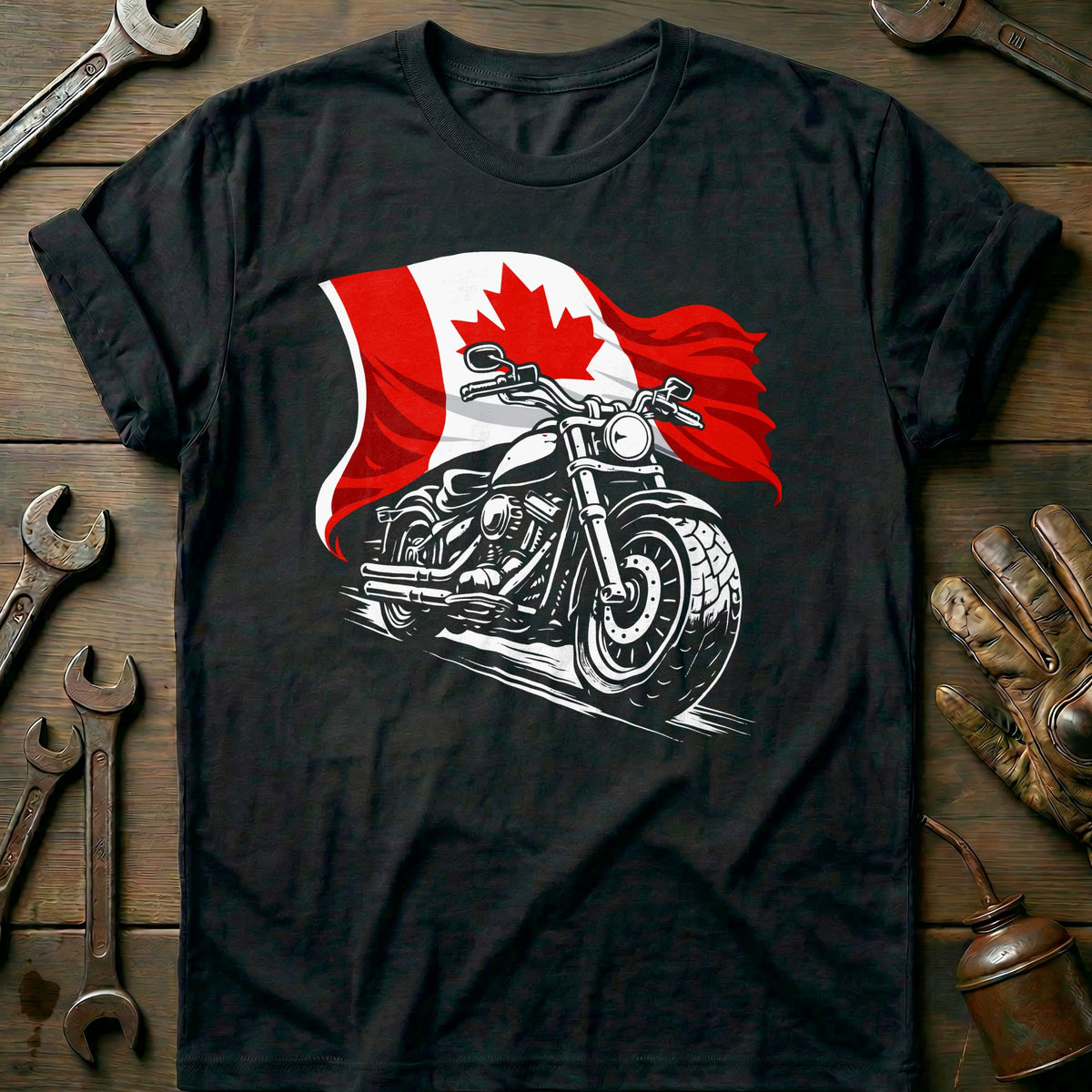 Black - CANADA BIKER 026 T Shirt