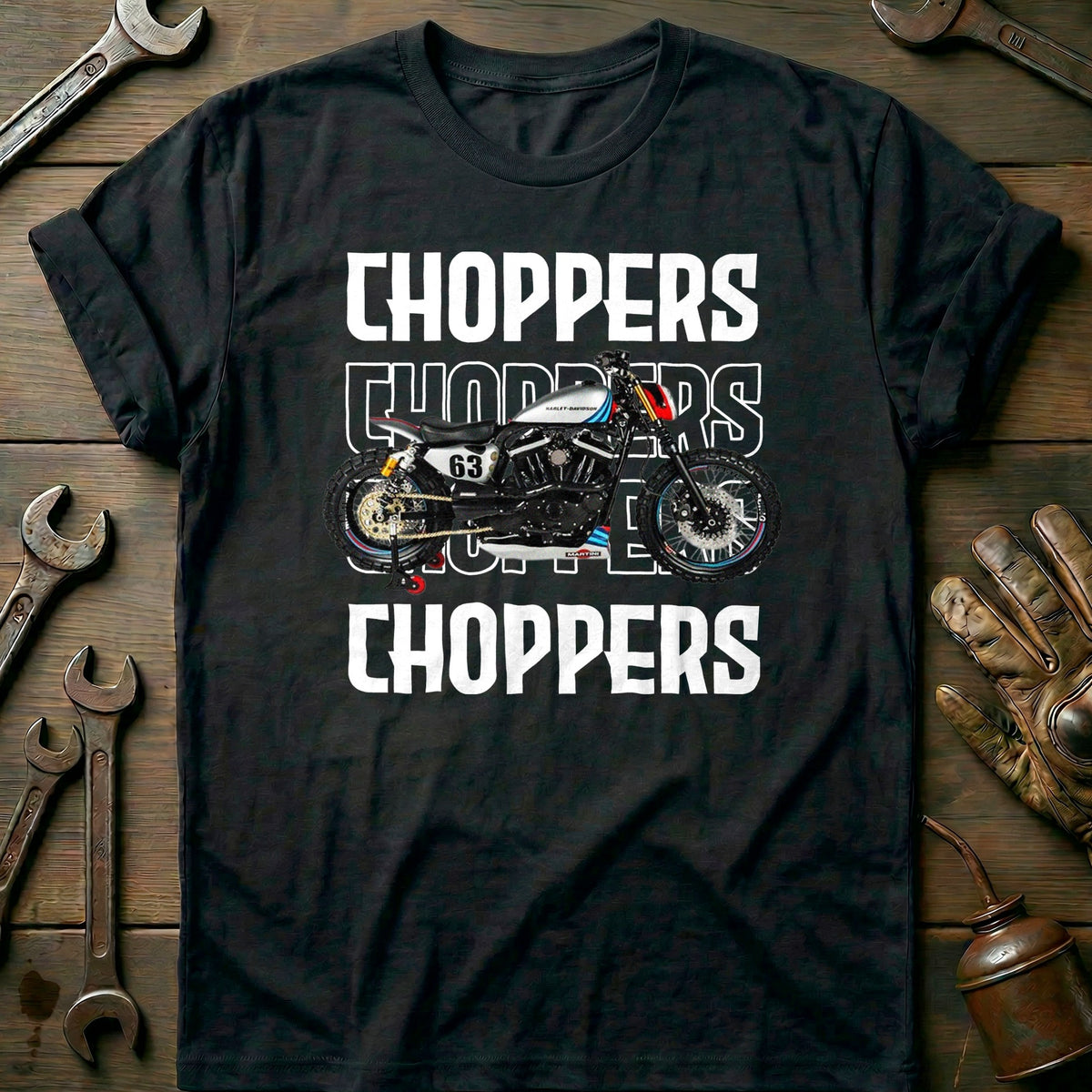 Black - CHOPPERS WHITE 028 T Shirt