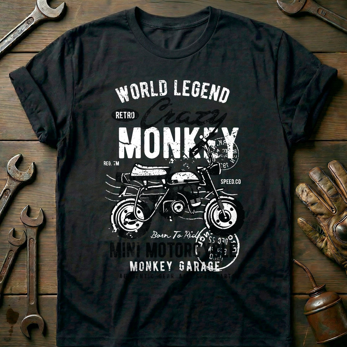 Black - Crazy Monkey Bike T-Shirt