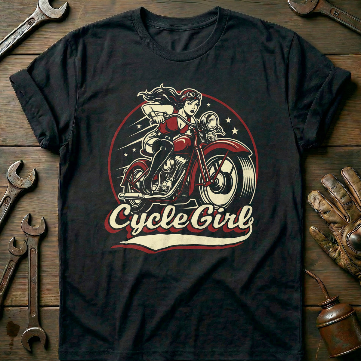 Black - Cycle Pin Up 4 T Shirt