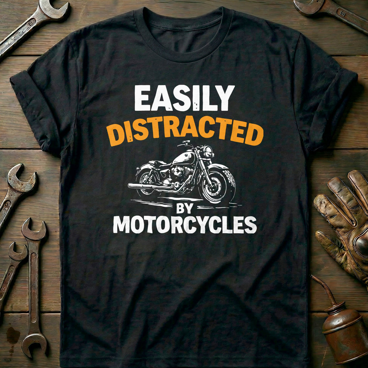 Black - DISTRACTED BY BIKES 026 T Shirt