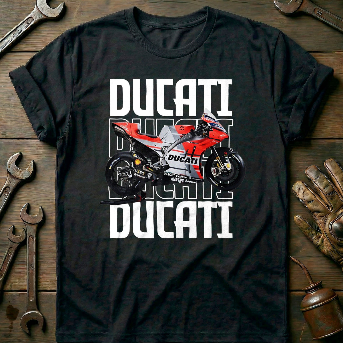 Black - DUCATI WHITE 028 T Shirt