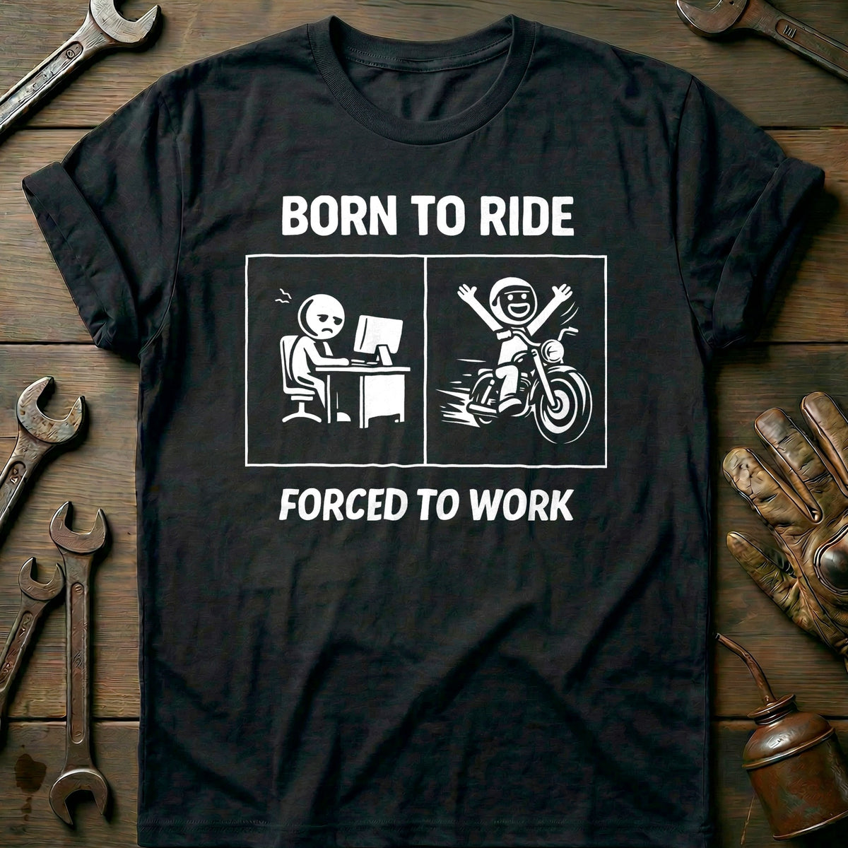 Black - FORCED TO WORK 026 T Shirt
