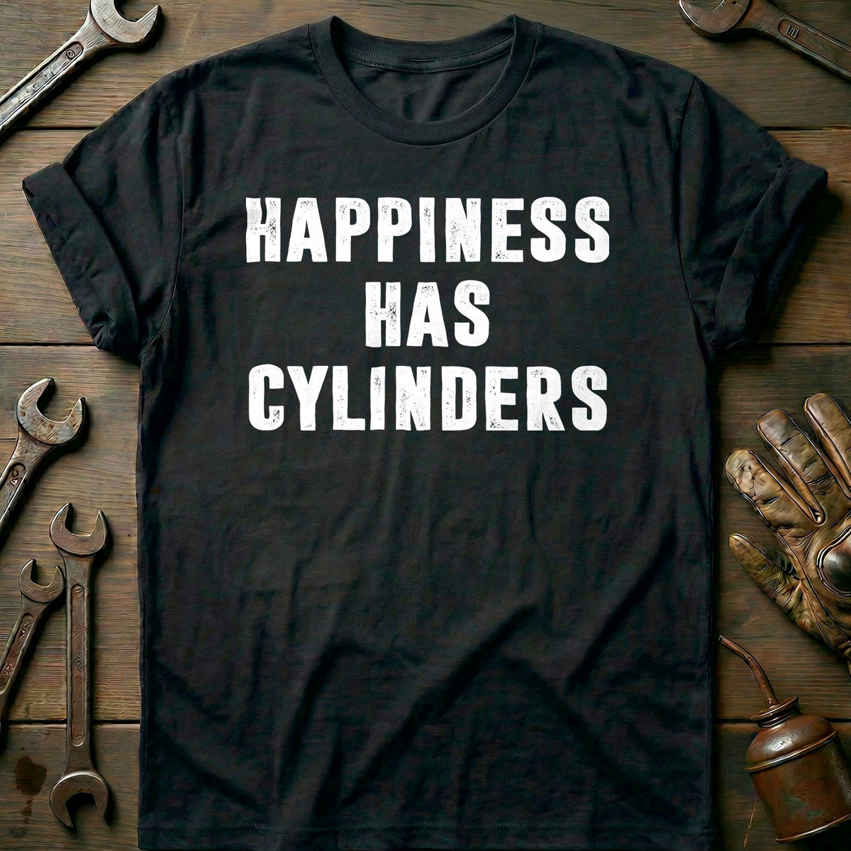 Black - HAPPINESS HAS CYLINDERS 028 T Shirt