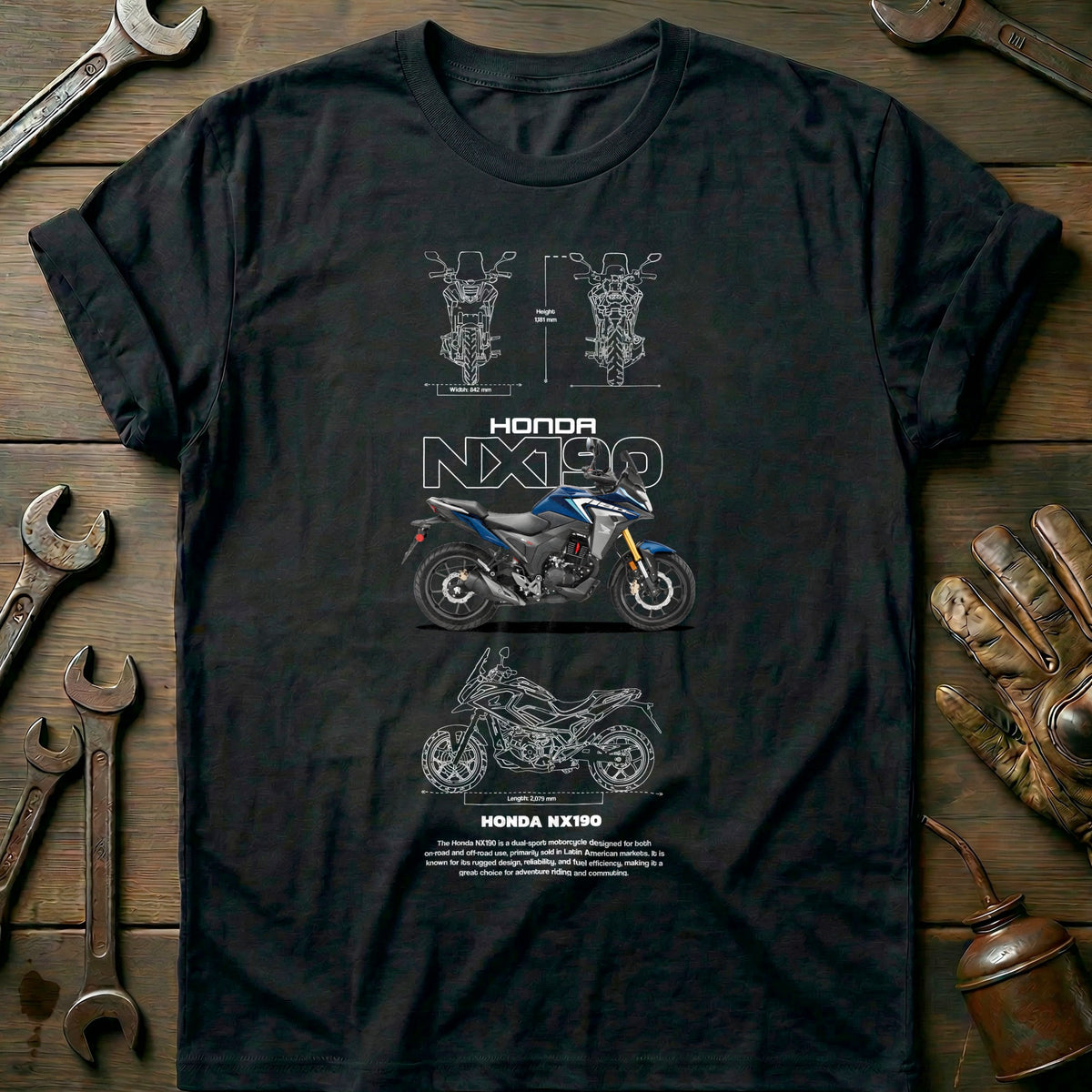 Black - HONDA NX190 T Shirt