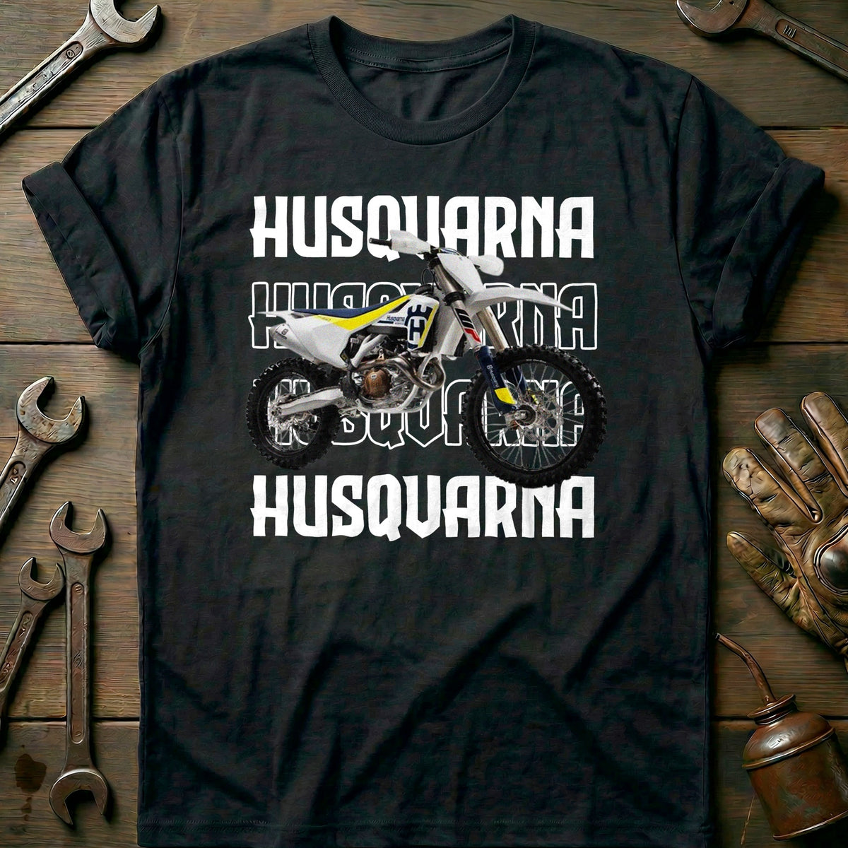 Black - HUSQVARNA MOTOCROS WHIET 028 T Shirt