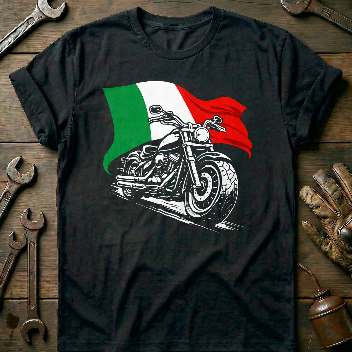 Black - ITALY BIKER 026 T Shirt