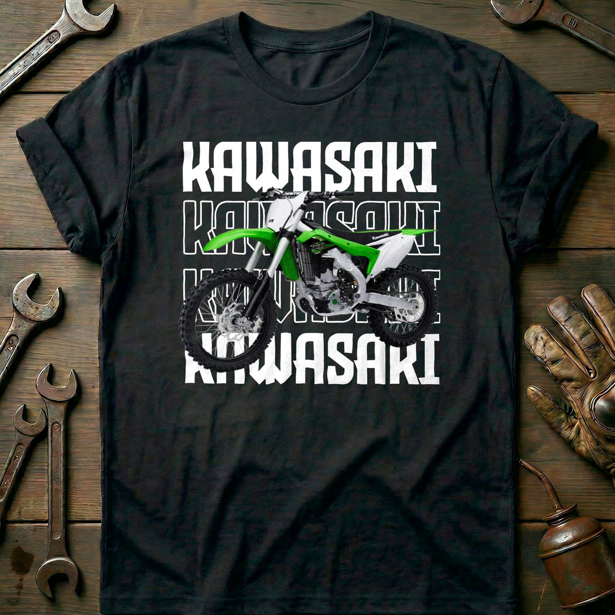 Black - KAWASAKI MOTOCROS WHITE 028 T Shirt