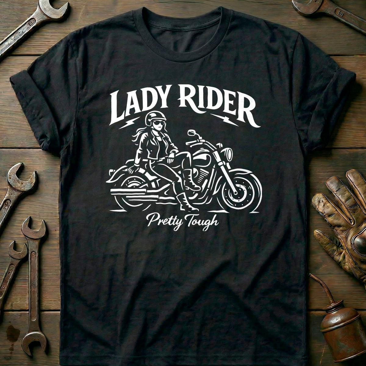 Black - LADY RIDER 026 T Shirt
