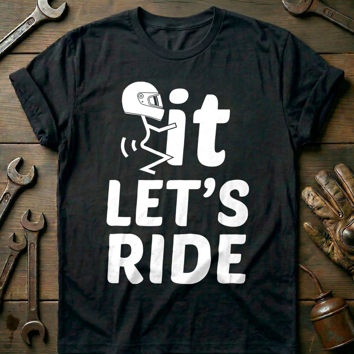Black - Fit Lets Ride T-Shirt