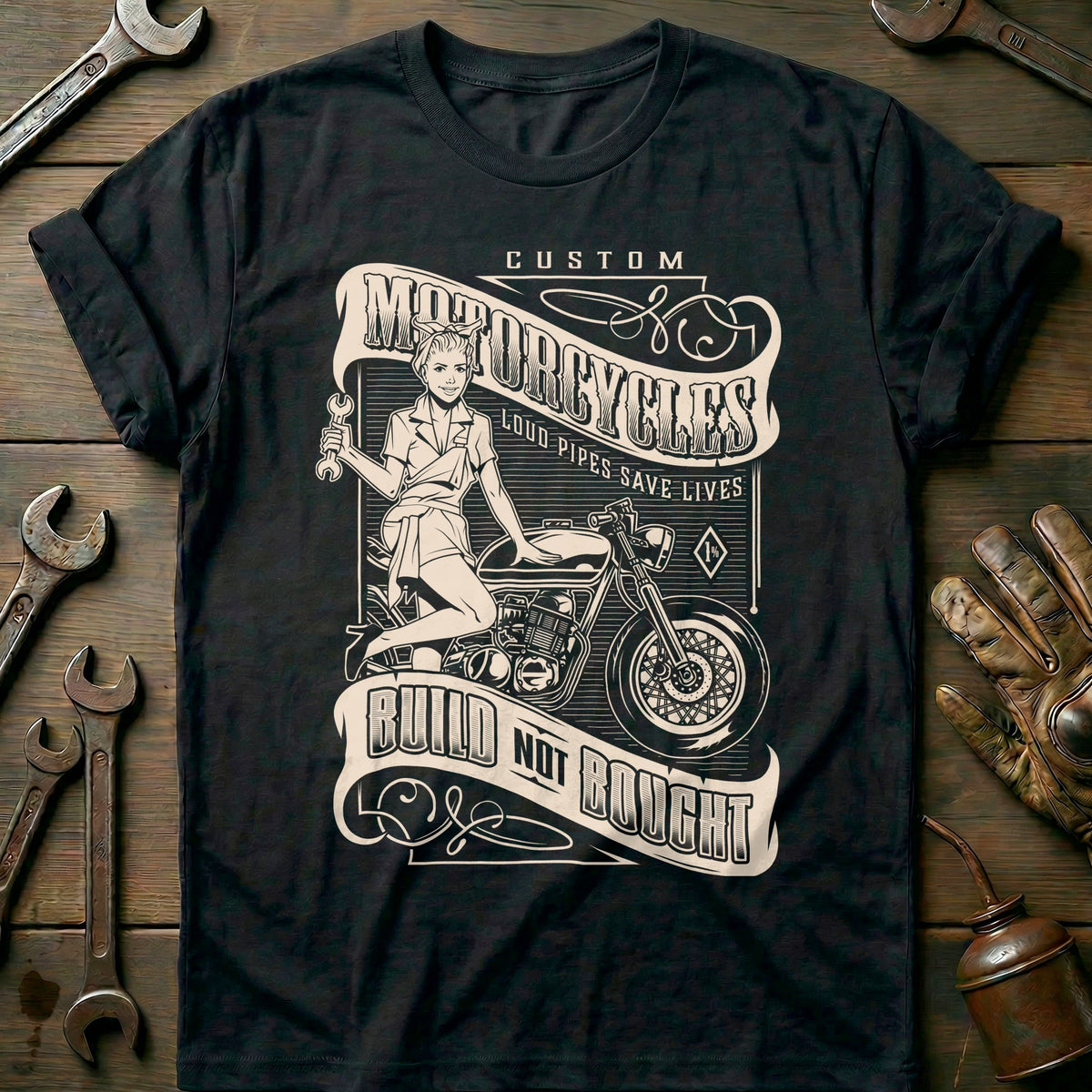 Black - Mechanic Girl T-Shirt