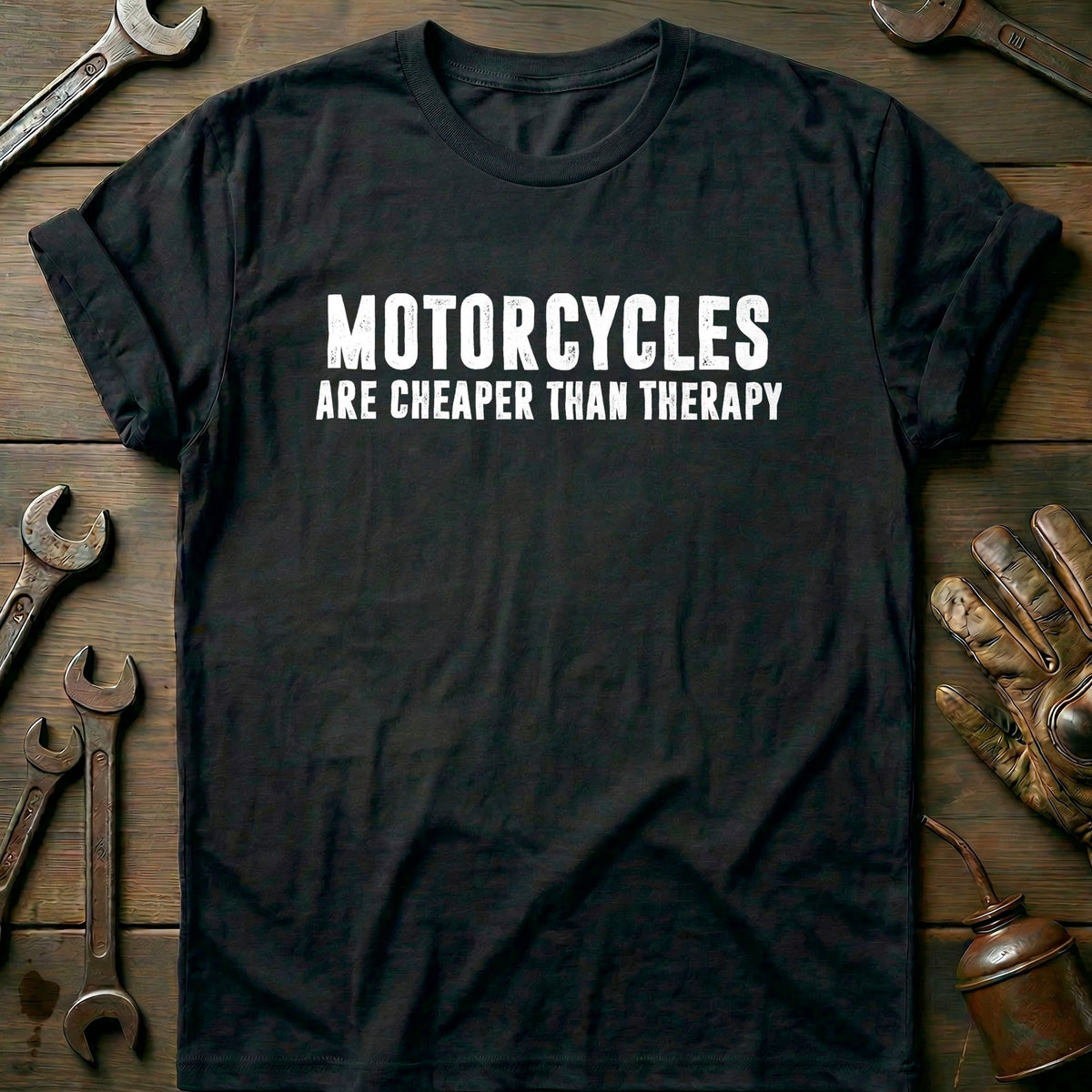 Black - MOTORCYCLES CHEAP THERAPY 026 T Shirt