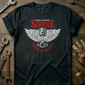 Black - Motorcycle Wings Vintage T Shirt