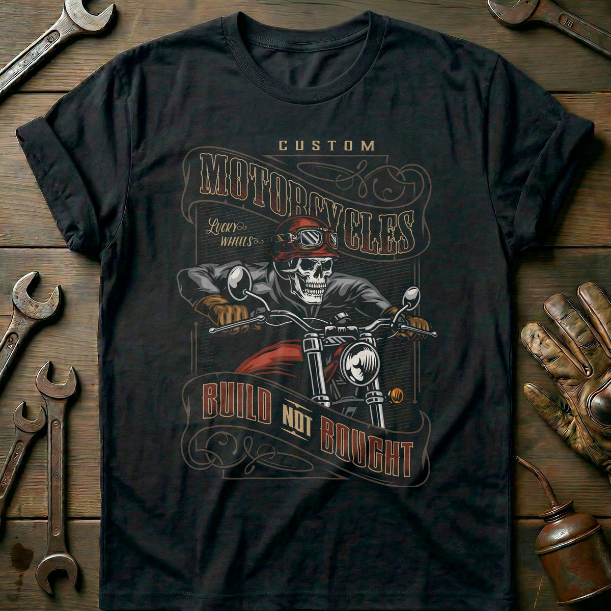 Black - Motorcycle built vintage T Shirt