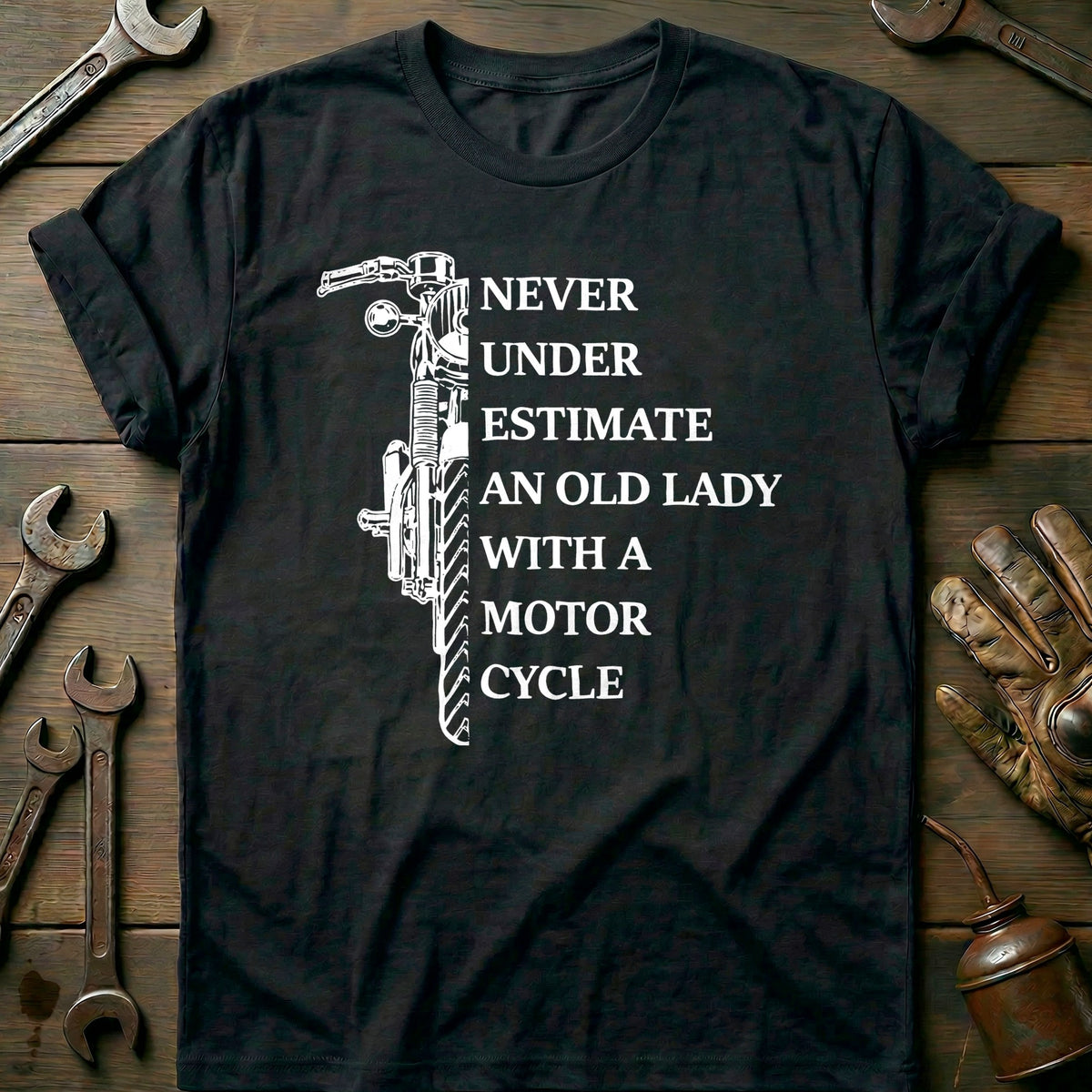 Black - OLD LADY BIKE 026 T Shirt