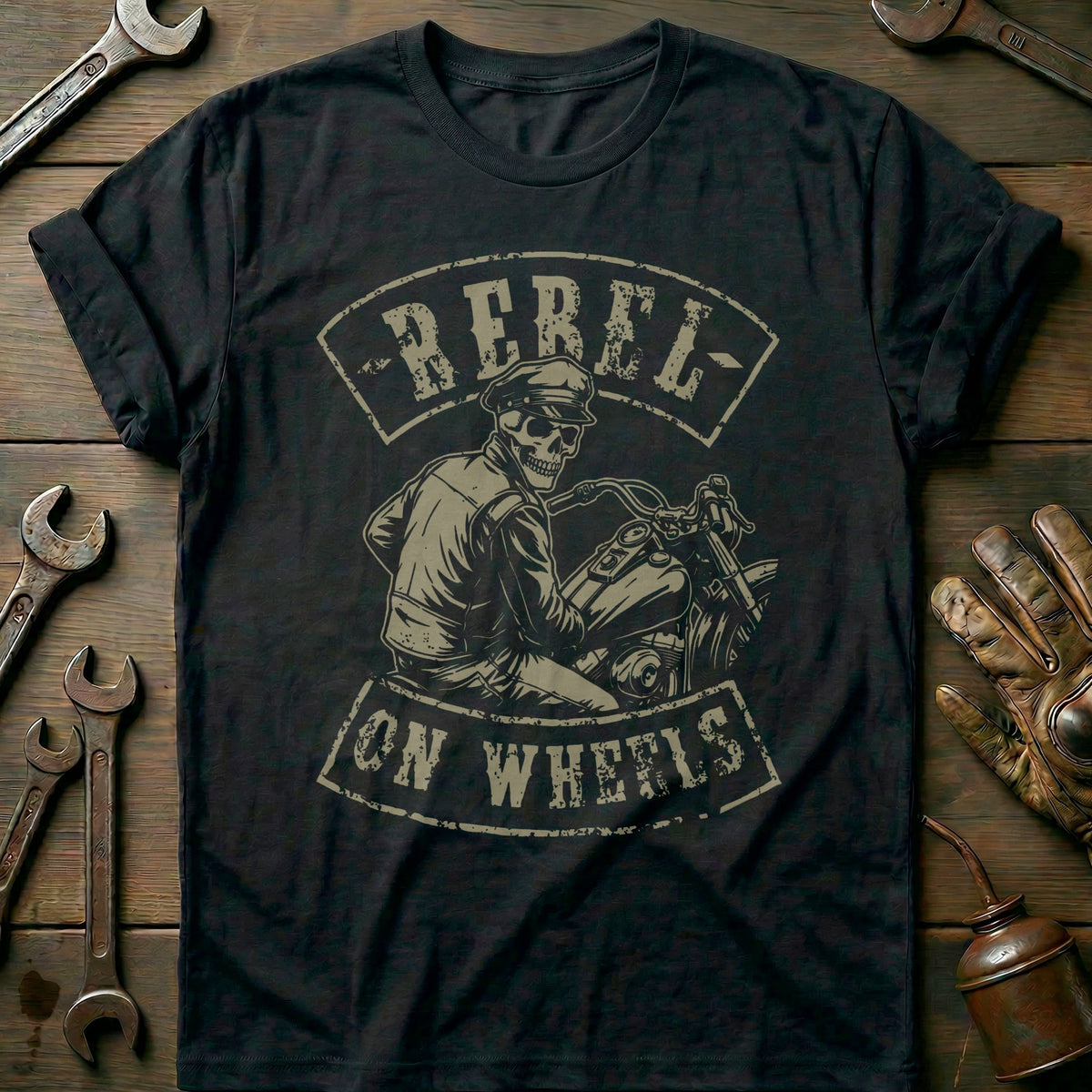 Black - Rebel On Wheels 7 T Shirt