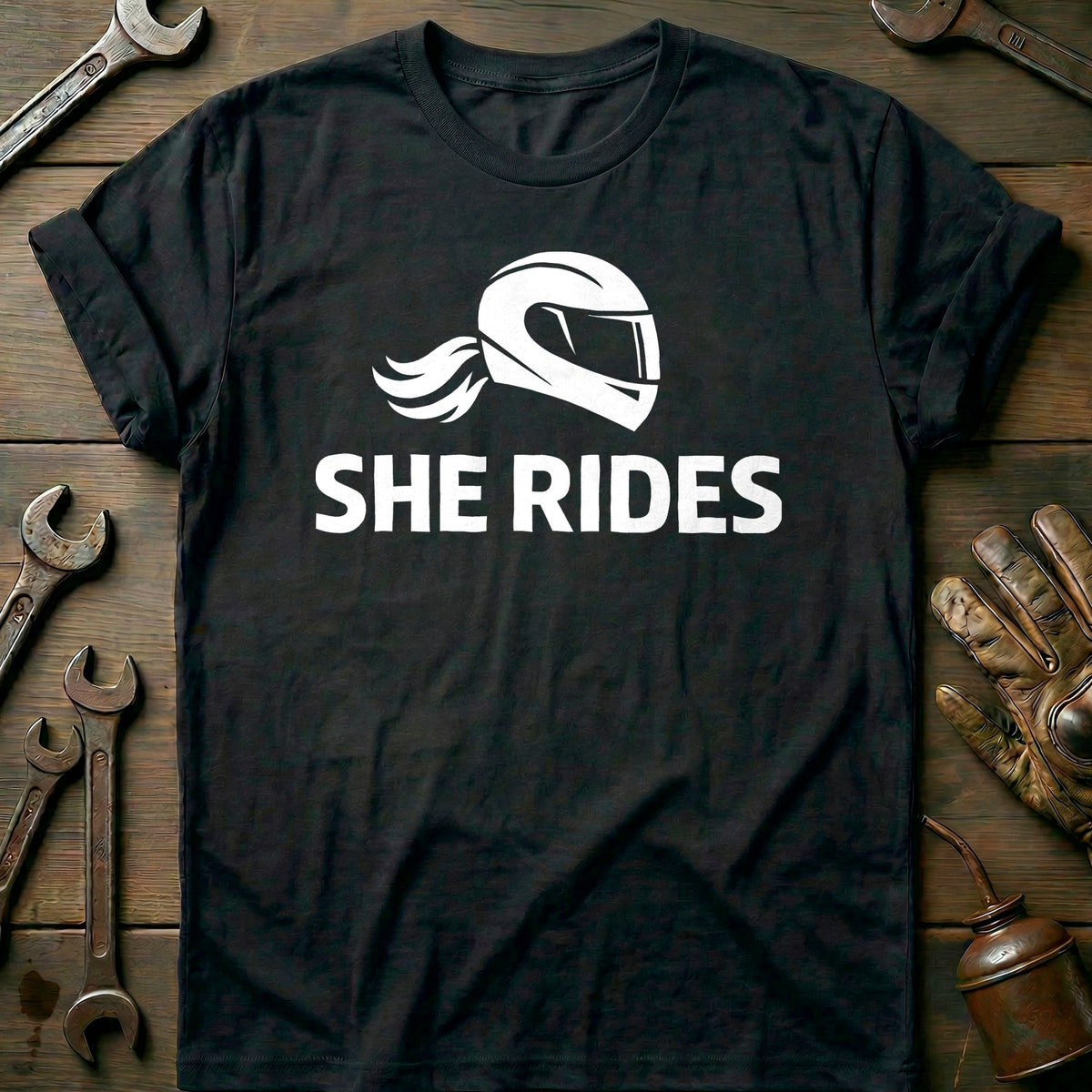 Black - SHE RIDES 026 T Shirt