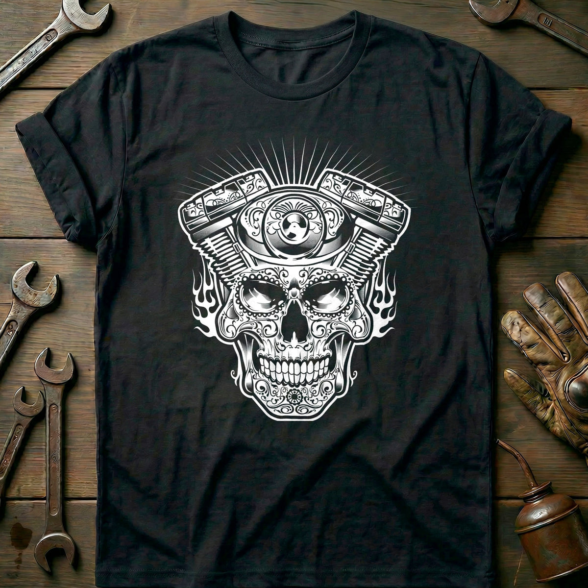 Black - Skull Engine - T-Shirt