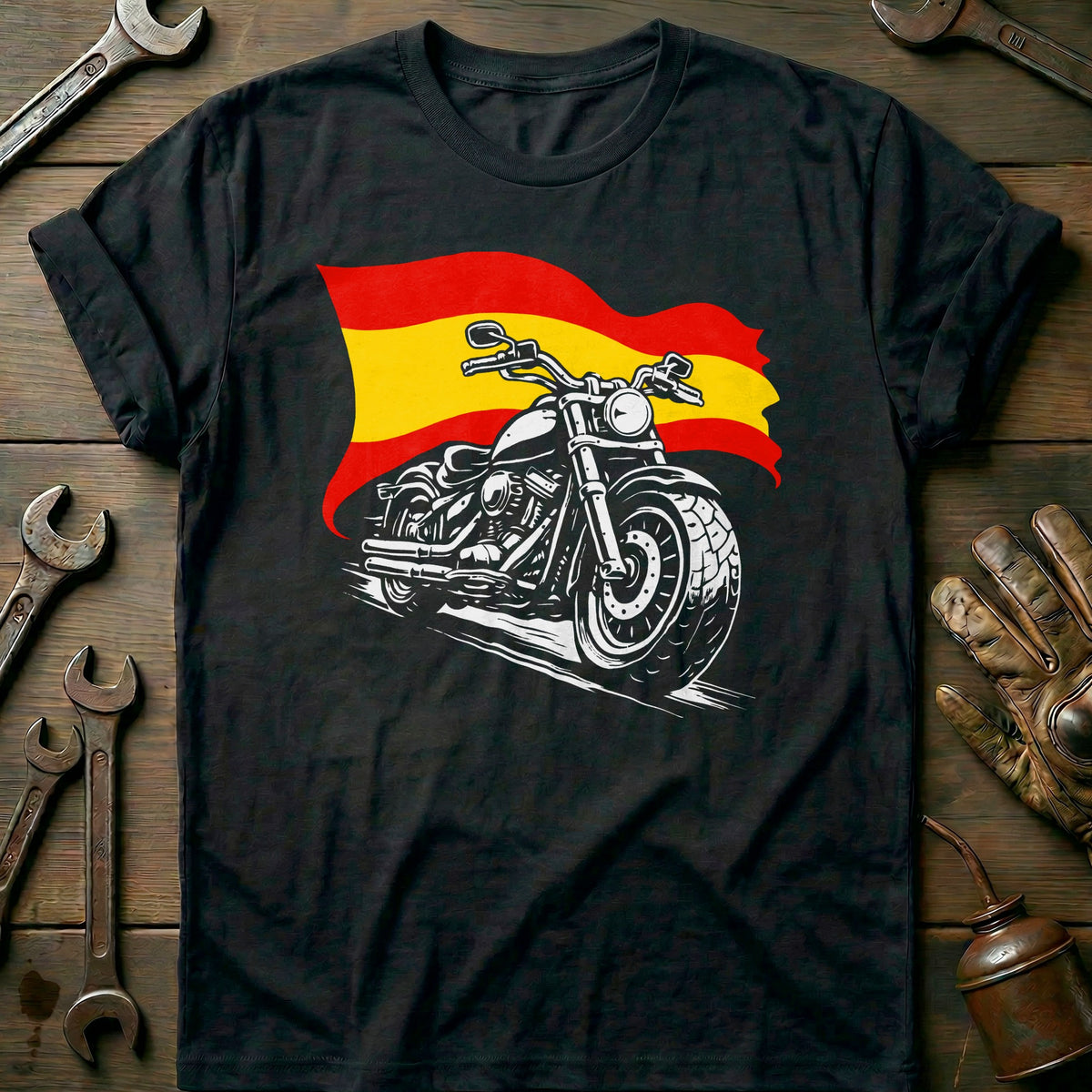 Black - SPAIN BIKER 026 T Shirt