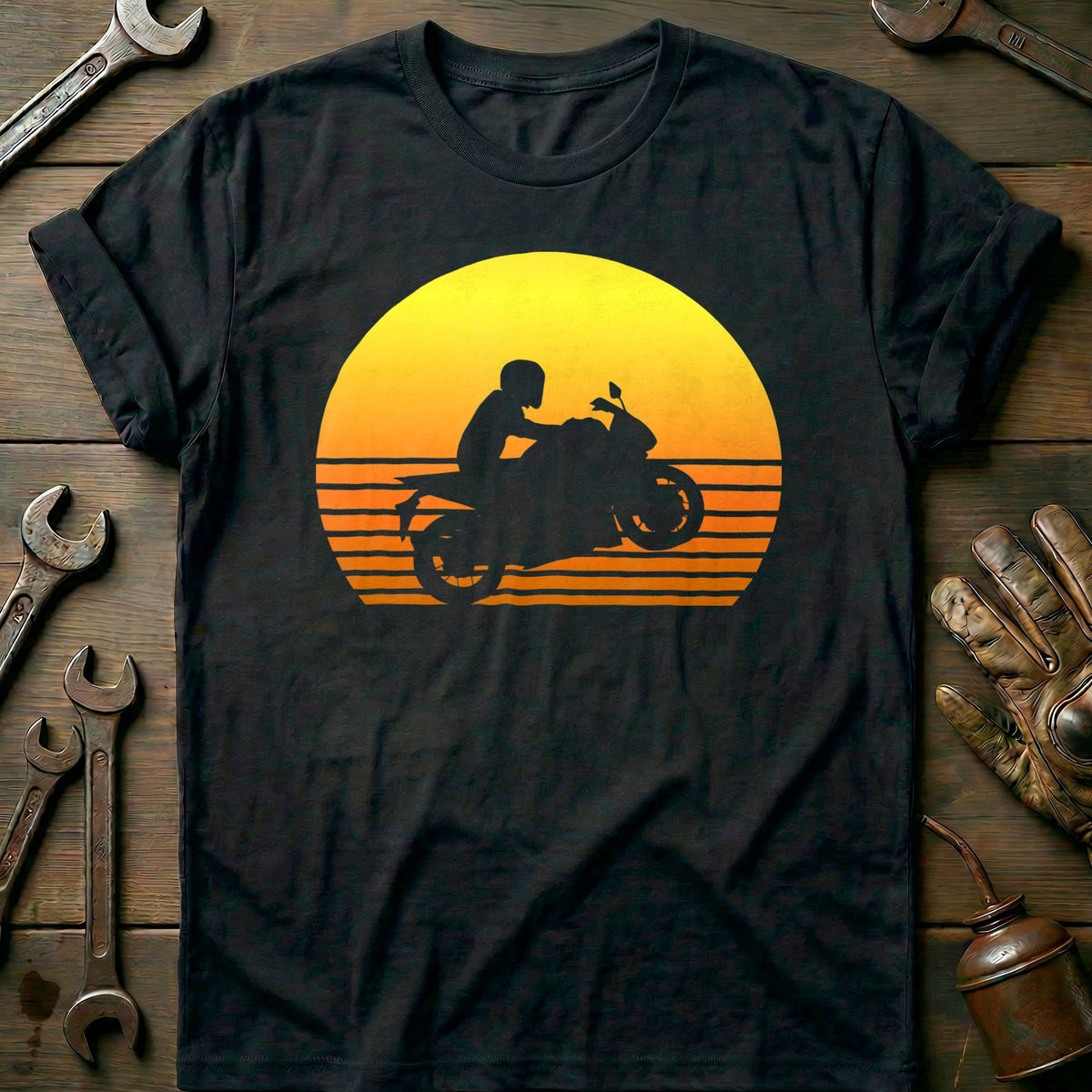 Black - Sunset Motorcycle T-Shirt