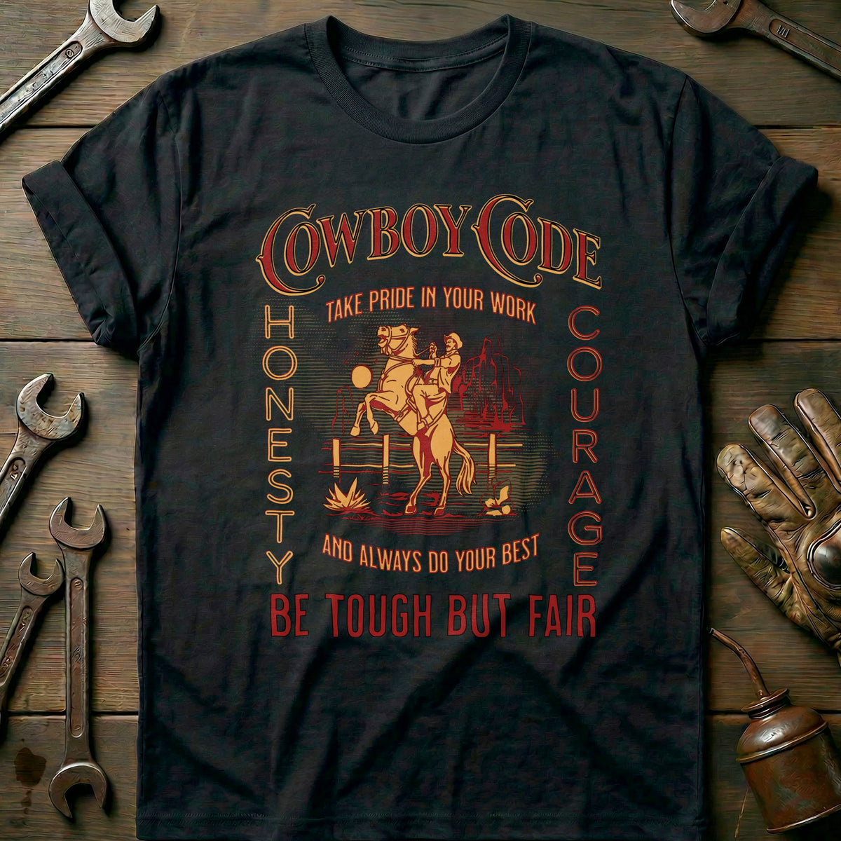 Black - The Cowboy Code - T-Shirt