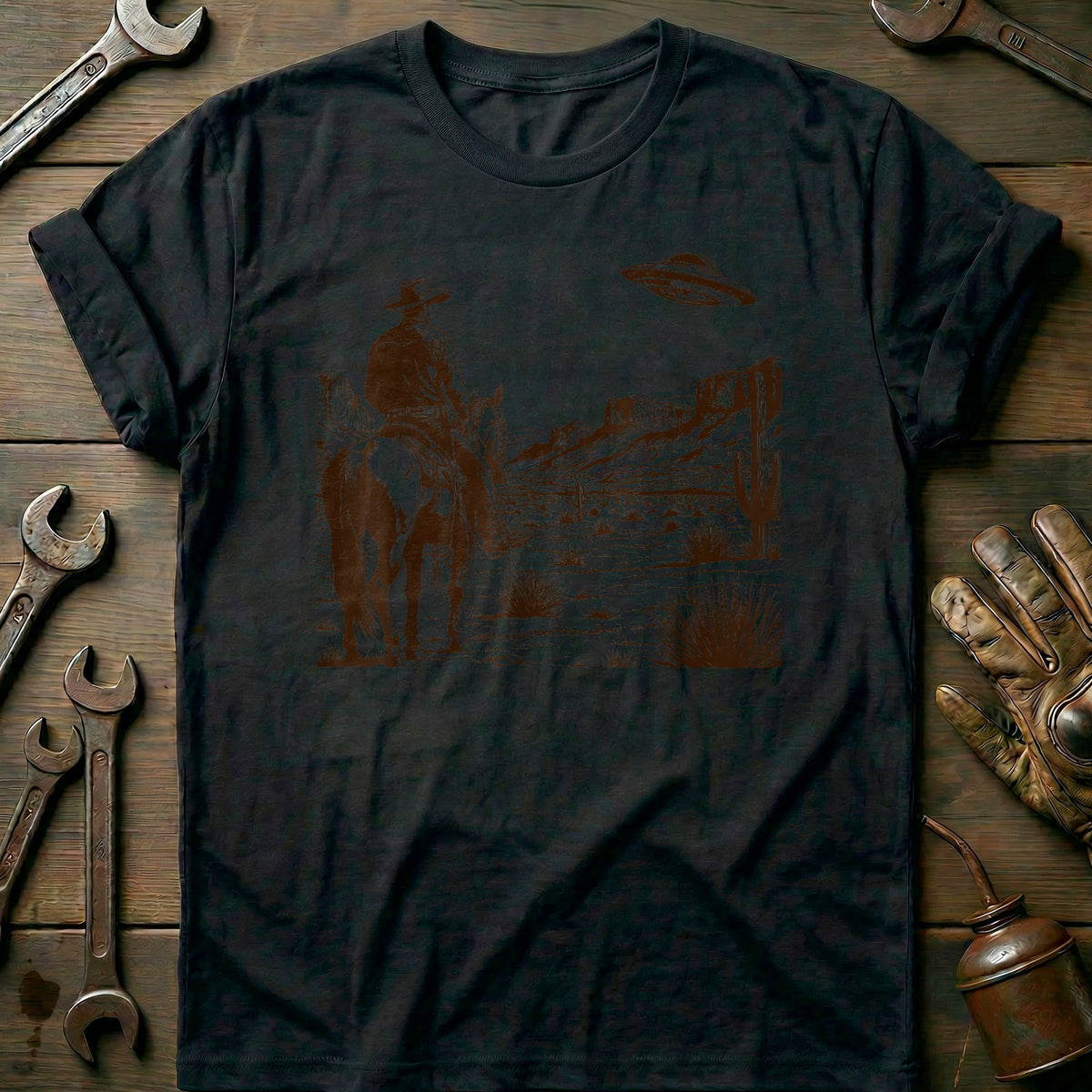 Black - UFO Western - T-Shirt