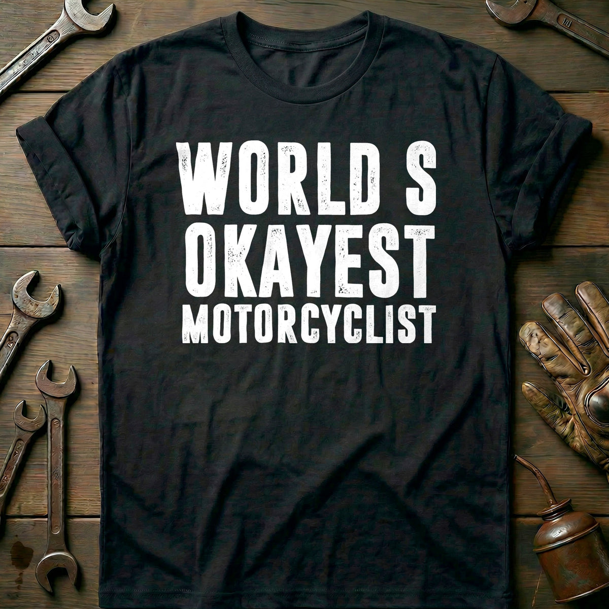 Black - WORLDS OKAYEST BIKER 026 T Shirt