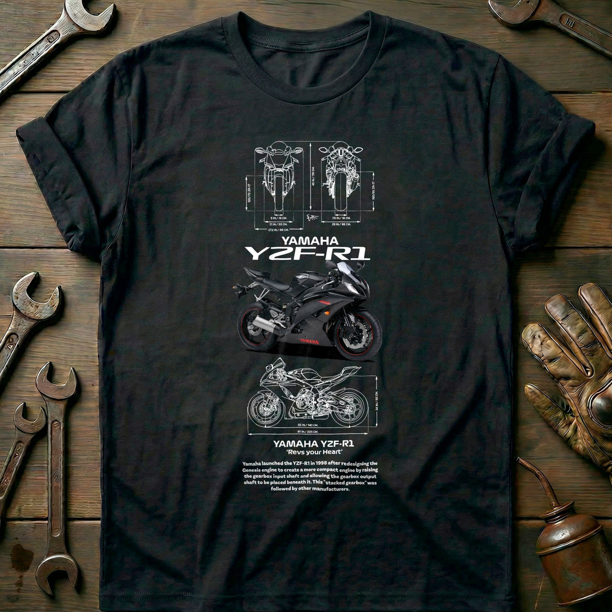 Black - YAMAHA YZF-R1 white T Shirt
