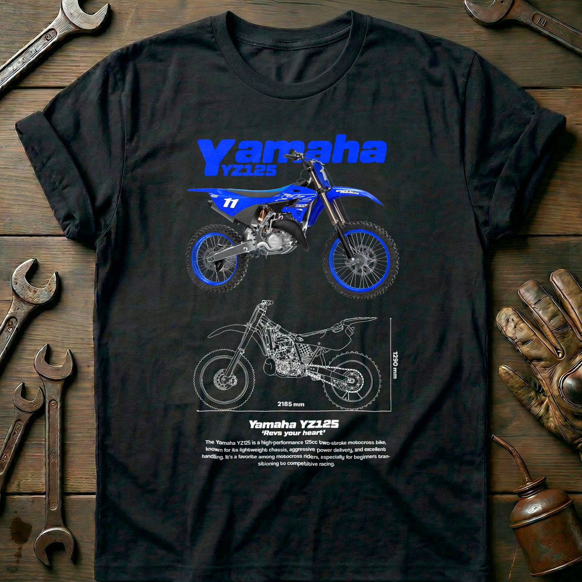 Black - YAMAHA YZ  v2 w T Shirt