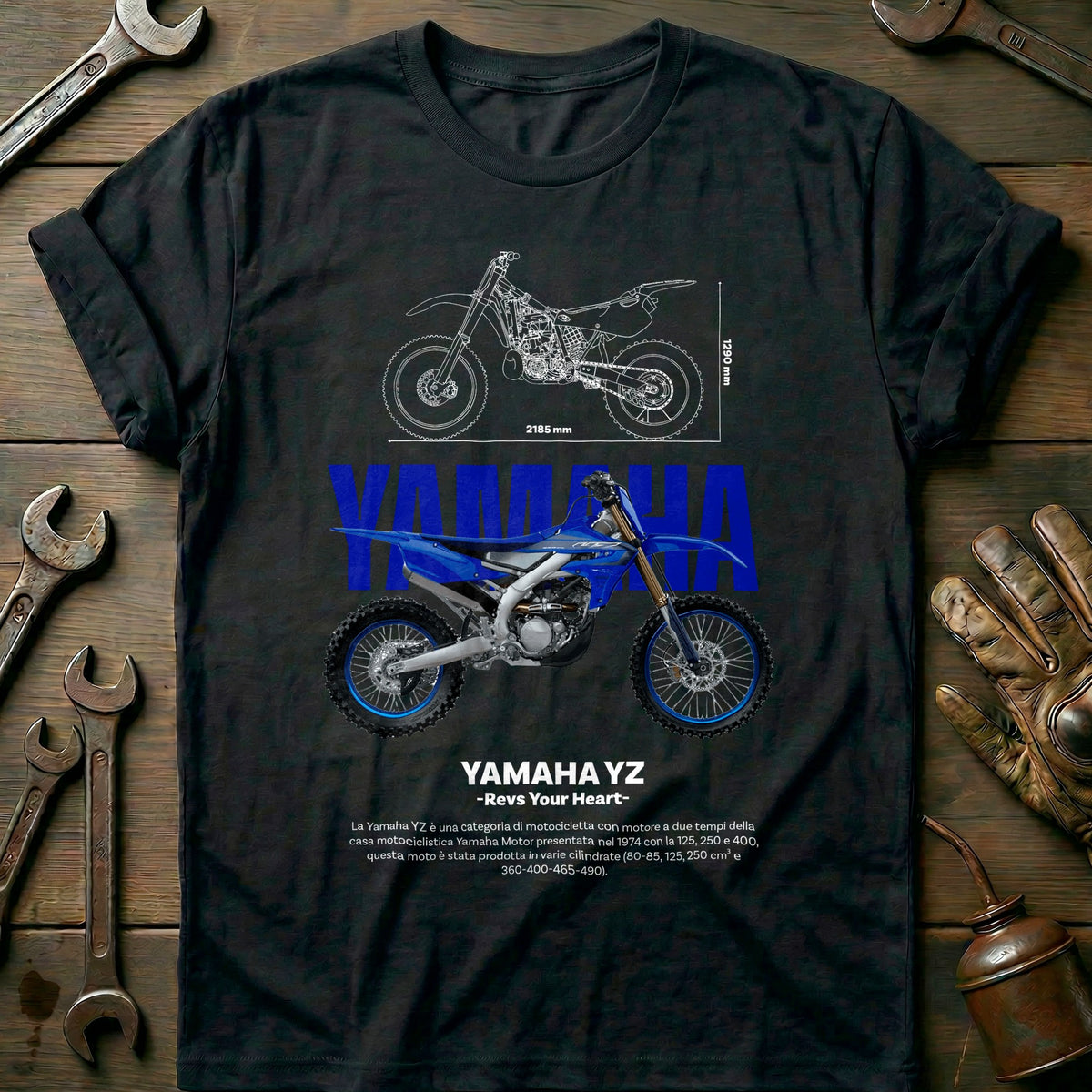 Black - YAMAHA YZ white (1) T Shirt