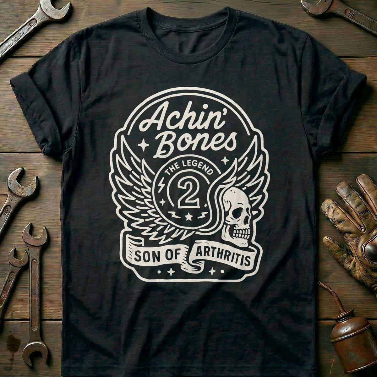 Black - achin bones 50 motocycle T Shirt