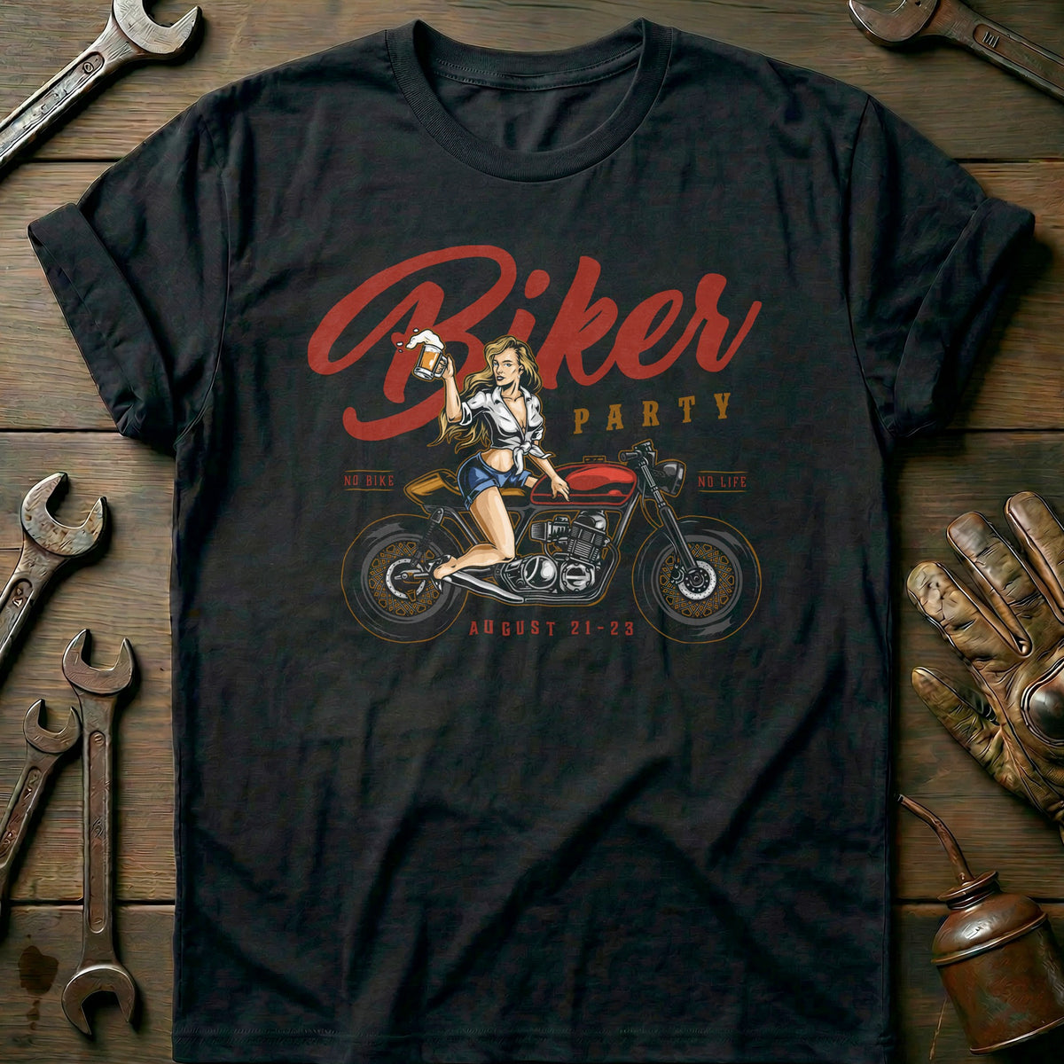 Black - biker party vintage T Shirt