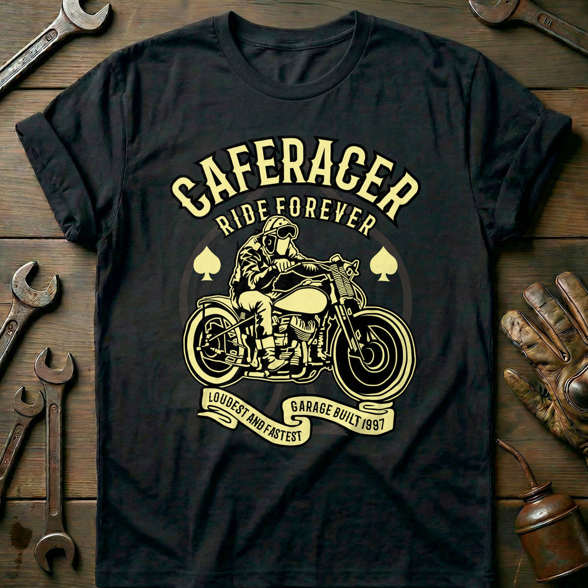 Black - Bikers Cafe Racer T-Shirt