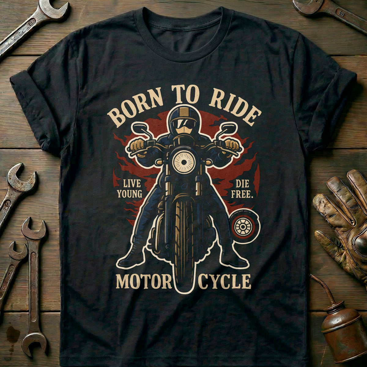 Black - born to ride 9 T Shirt