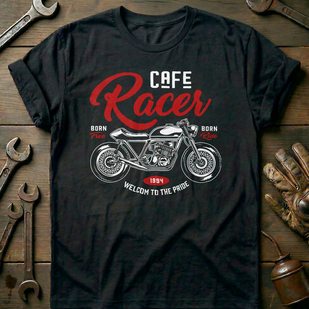 Black - cafe racer vintage T Shirt