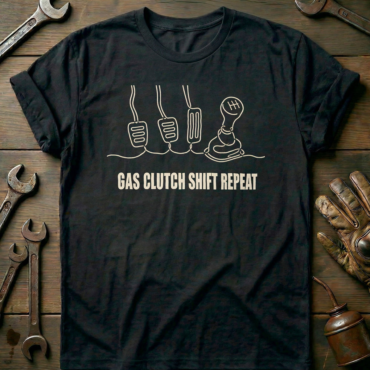 Black - Gas Clutch Shift T Shirt