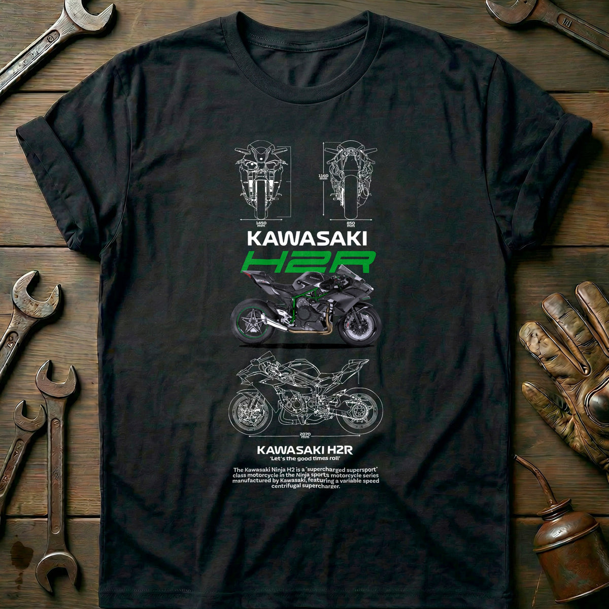 Black - kawasaki h2r white T Shirt