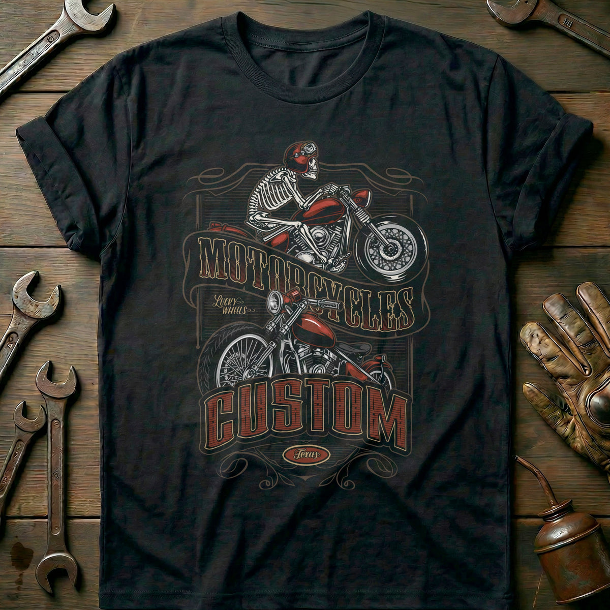 Black - motorcycle custom vintage T Shirt