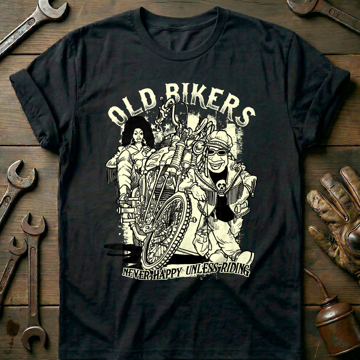 Black - Old Bikers Copy - T-Shirt