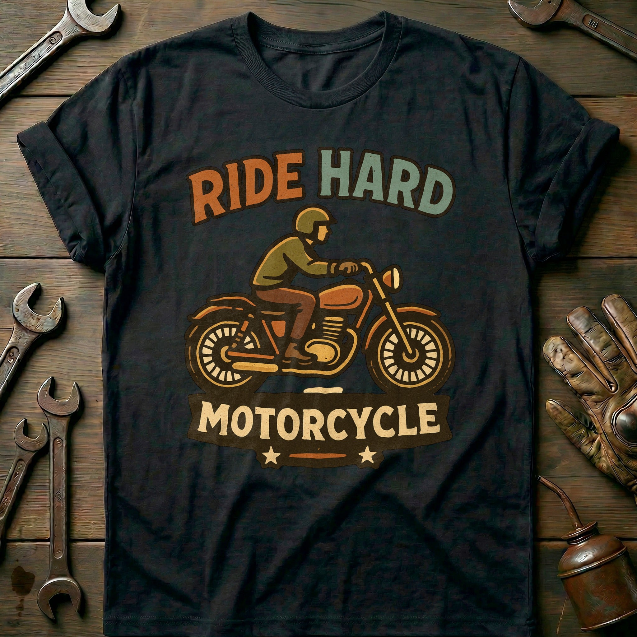 Black - ride hard 35 motorcycle T Shirt