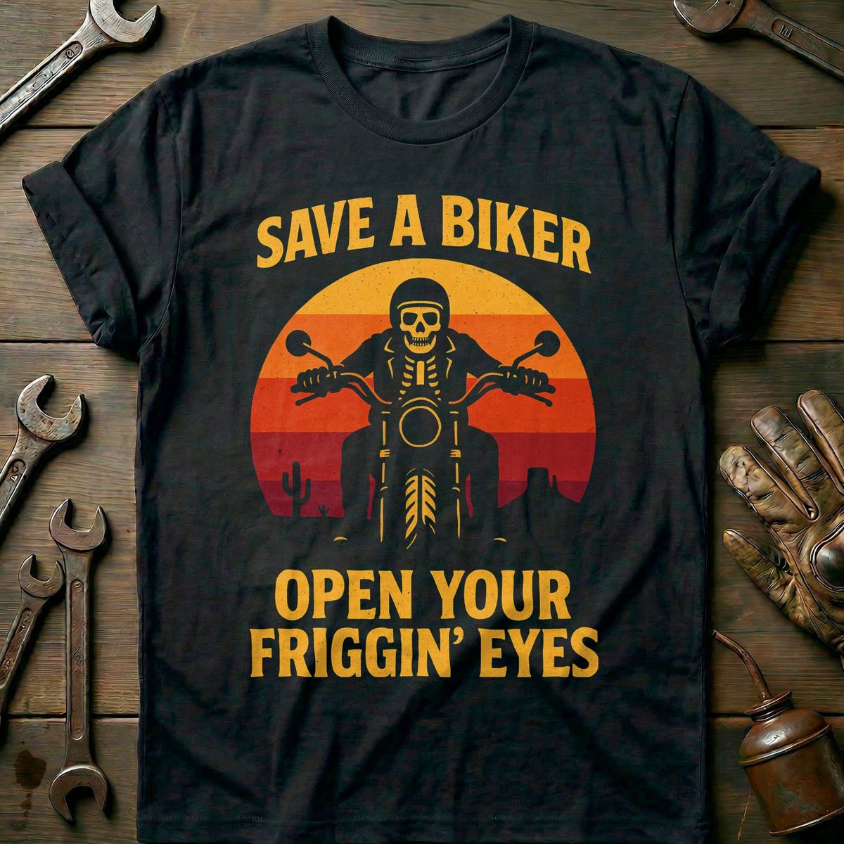Black - save a biker 47 T Shirt