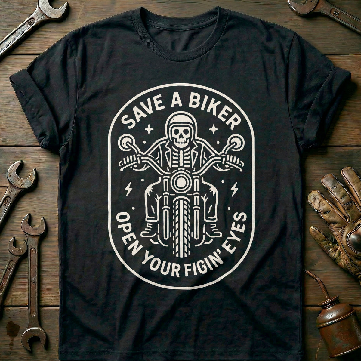Black - save a biker 66 T Shirt